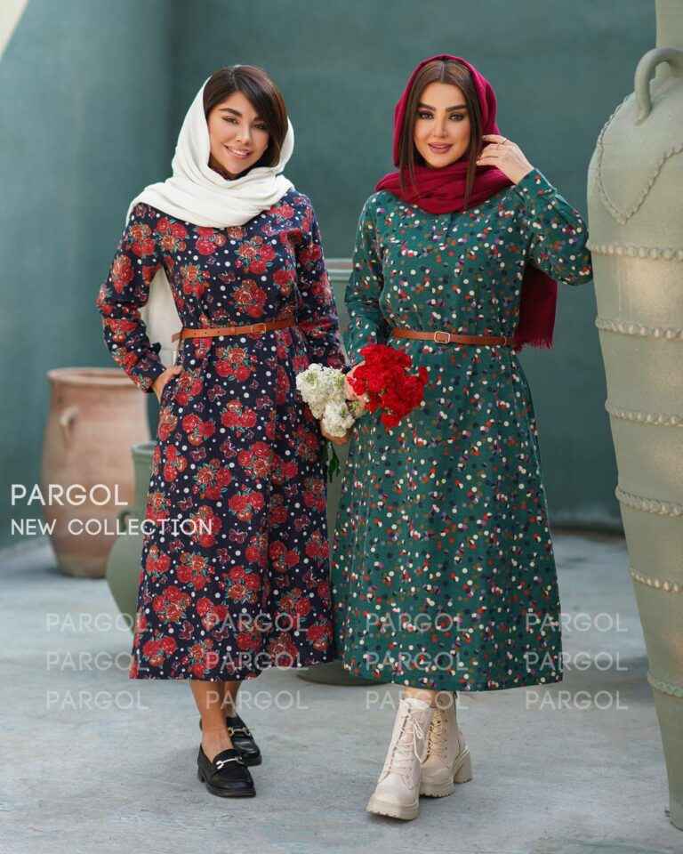 پیراهن یاقوت سبز و قرمز 1 پیراهن زنانه الیاف طبیعی پنبه